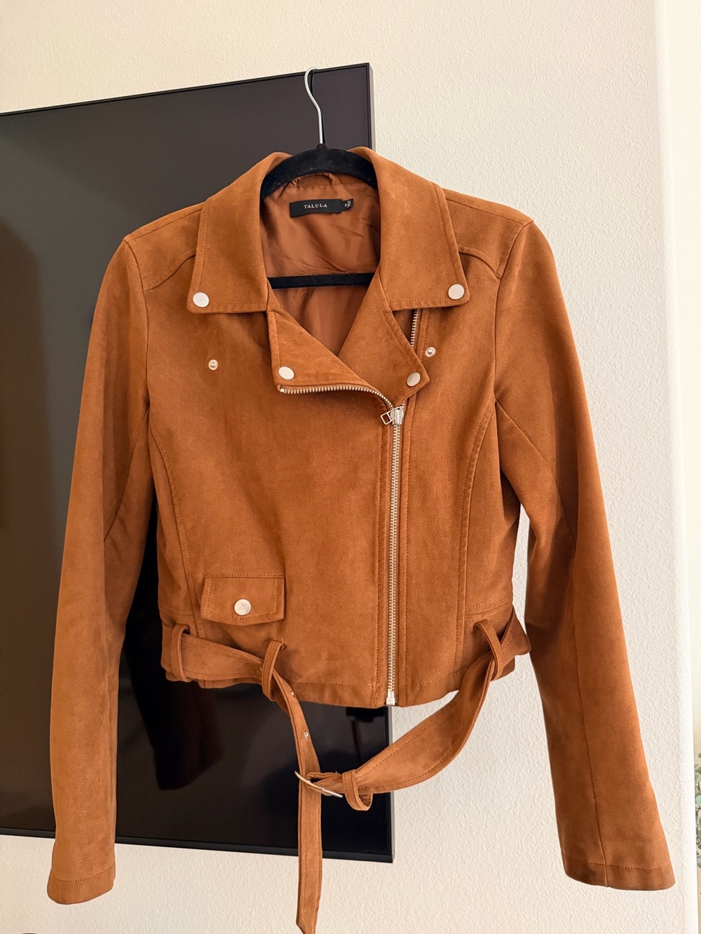 Aritzia Talula Women's Brown Suede Moto Jacket